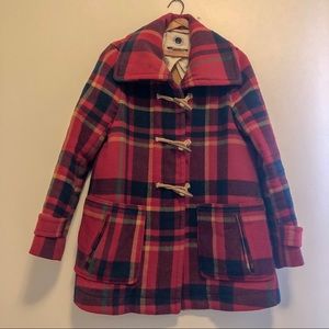 Anthropology Plaid Pea Coat Toggle Size 10 Medium
